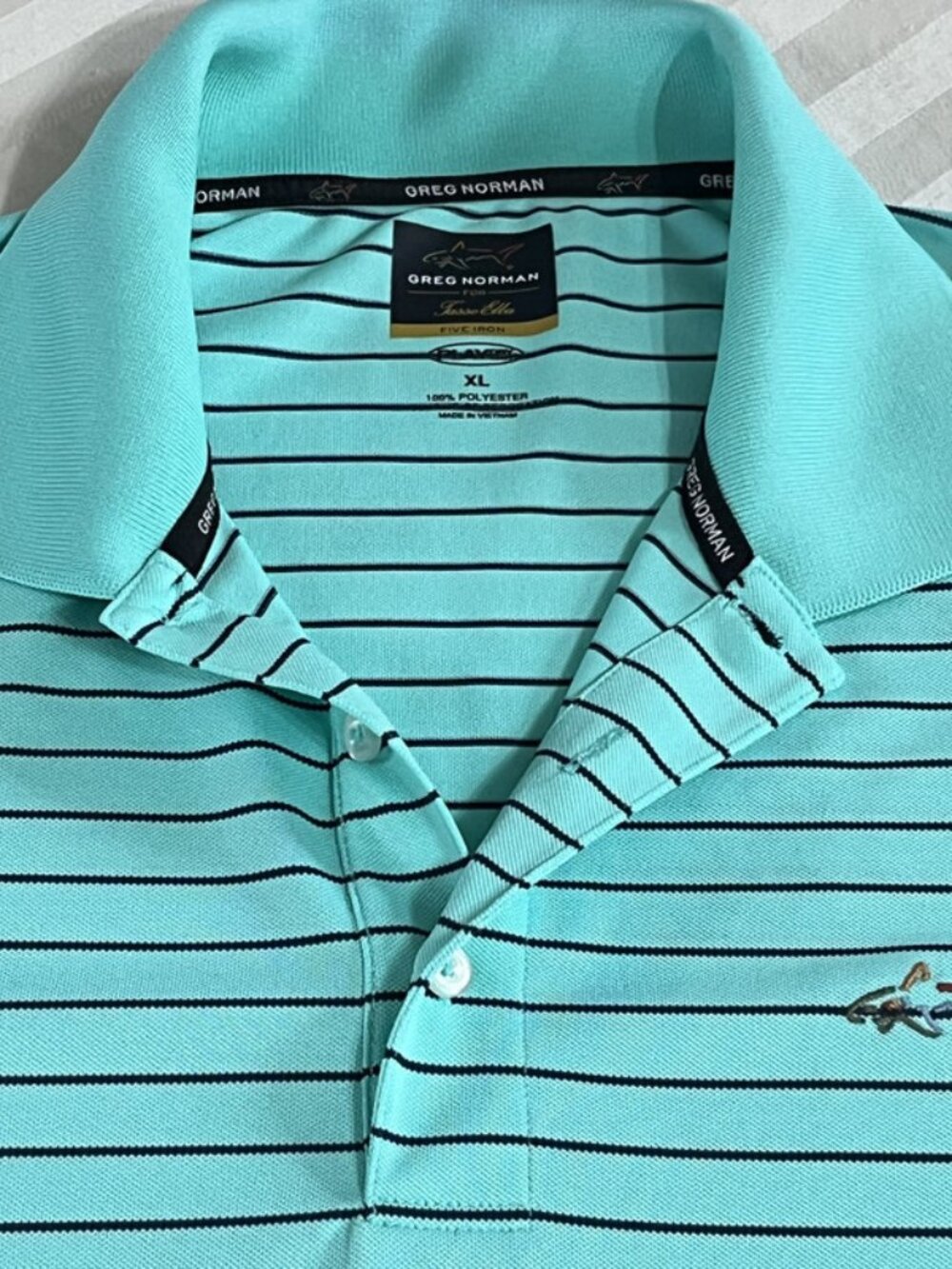 Greg Norman Mens Size XL Five Iron Mint Green Short Sleeve Polo Shirt